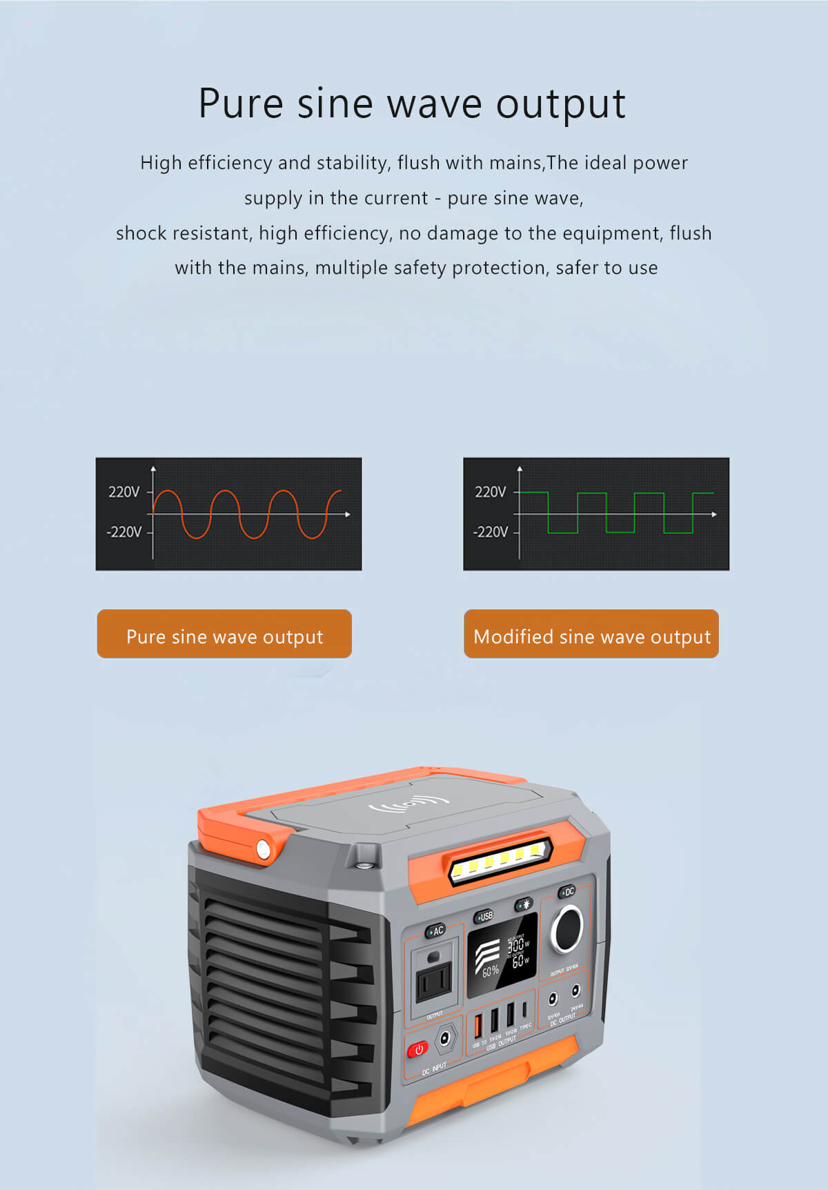 300w portable small power station detail