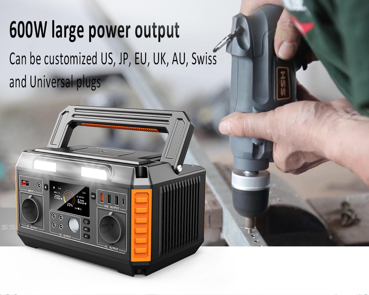 portable battery power station 600w custom plug types