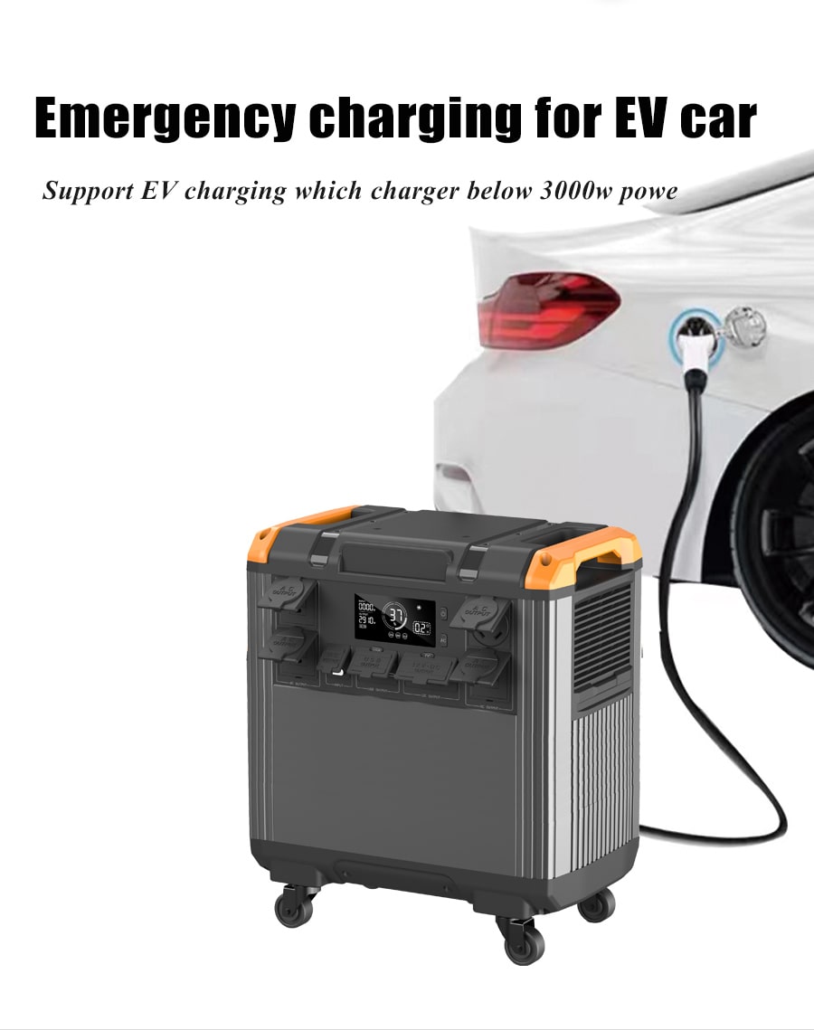 Portable power station with ups function charging a EV car