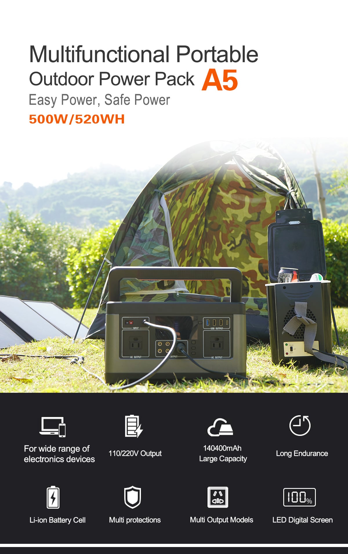 portable solar power station 500w detail description