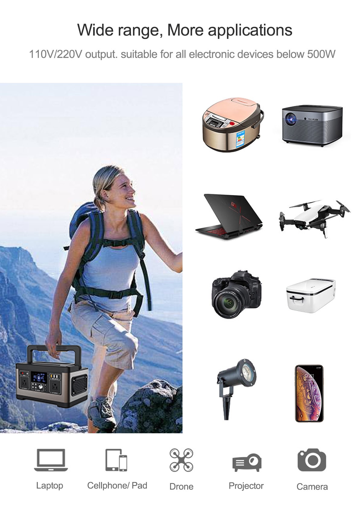 portable solar power station 500w detail application