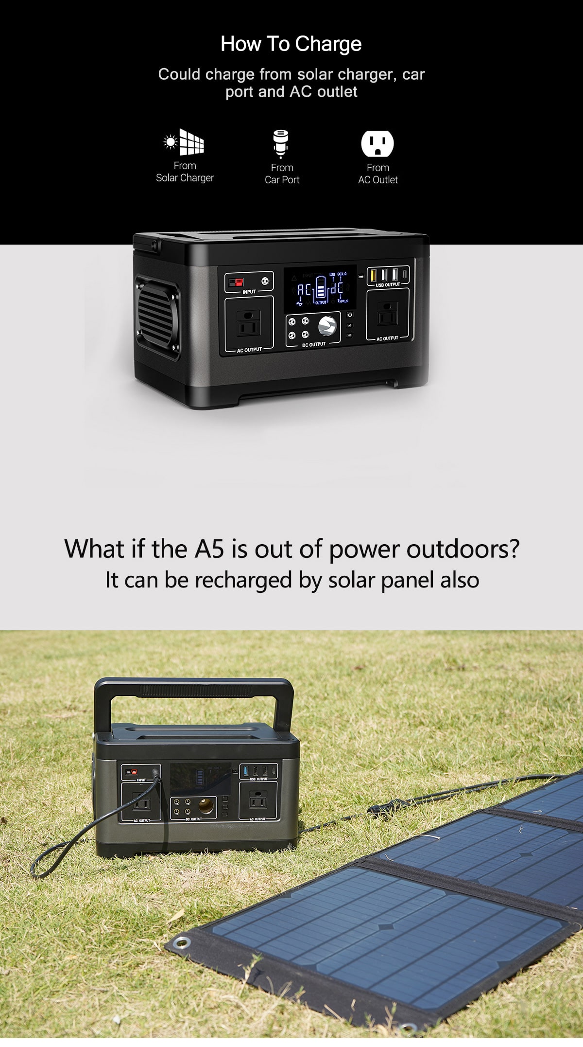 portable solar power station 500w solar charge