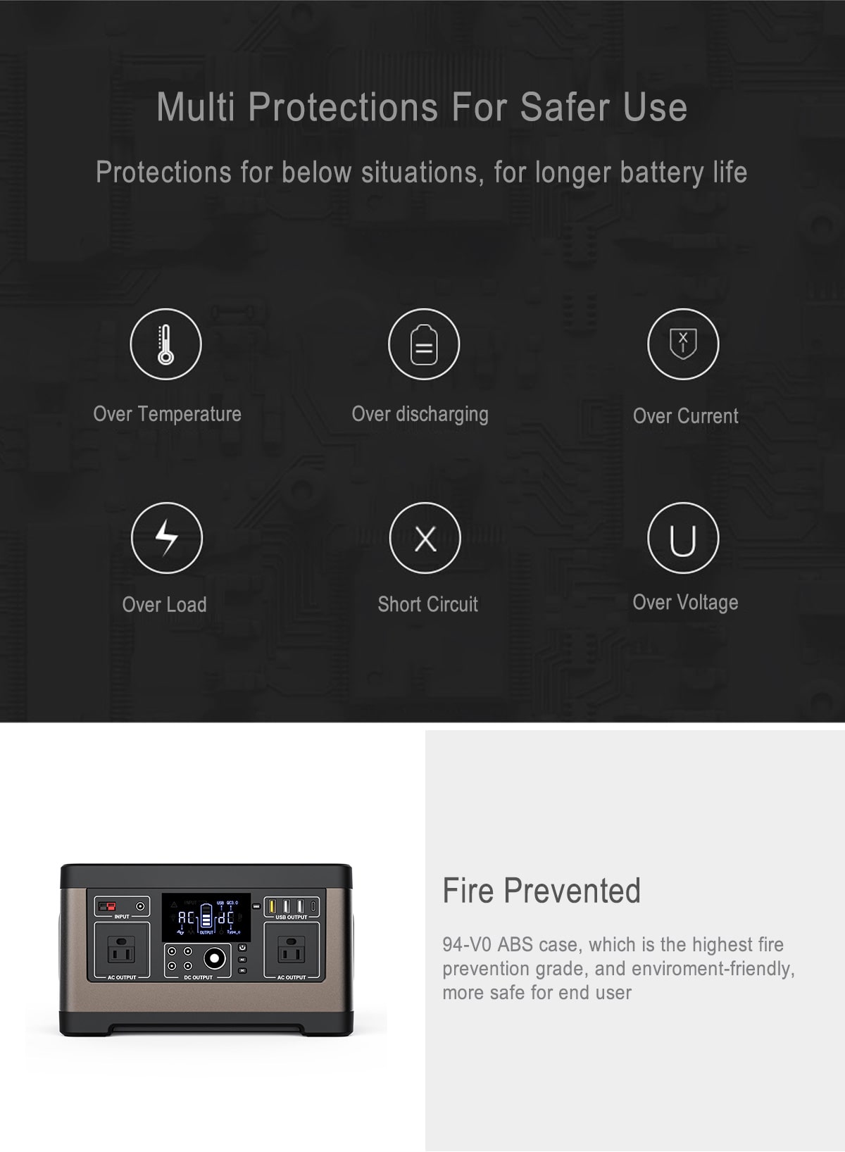 portable solar power station 500w multi protection